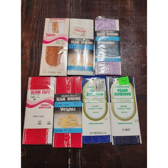 Binding TapeLot Of 7-Vintage Sewing Seam Binding Tape, Talon, Wrights, J&P Coats - Picture 1 of 2